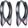 Qings Orecchini Cerchio Gatti Neri Donna in Argento 925 Orecchini a Bottone Piccoli Gatti Nero Orecchini Ipoallergenici Cerchio 9mm Huggie Earrings Regalo di Compleanno Donna Ragazza di Orecchini