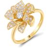 Santuzza Anello in argento Sterling 925 con rosa zaffiro creato rubino e zirconia cubica fiore di ibisco, Gemma