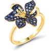 Santuzza Anello in argento Sterling 925 con rosa zaffiro creato rubino e zirconia cubica fiore di ibisco, Gemma