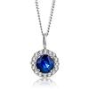 MIORE Collana da donna in oro bianco 9 kt (375) con zaffiro 0,34 carati e diamanti 0,05 ct ciondolo su catena barbazzale 45 cm, Oro Bianco, Diamanti, Zaffiro