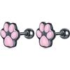 Qings Orecchini Argento 925 Zampa Gatto Neri Donna Ragazza Ipoallergenico Stud Earrings Bambini Gioielli con Vero Argento Sterling 925