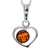 SilverAmber Jewellery Ciondolo a forma di cuore in vera ambra baltica e argento Sterling, senza catenina - 1674 e Argento, colore: Cognac, cod. 1674C