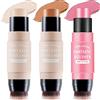 LuckNest Confezione da 3 matite per contorno Pennello, evidenziatore, penna bronzer, blush, tonalità del viso, matita highlight shade, stick modellante, impermeabile, trucco longwear