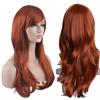 YEESHEDO 28 pollici 70 cm Parrucca Cosplay Delle Donne, Parrucche Lunghe Capelli Ondulati Ricci Con Frangia Per Festa Anime Costume Halloween Castagna
