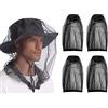 QEEQPF 4 Pezzi di Cappuccio Nero a Prova di zanzara, Anti-Insetto, Adatto per Esterni, Campeggio, Viaggi