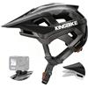 KINGBIKE Casco da mountain bike professionale con visiera regolabile a 3 livelli e supporto per action camera, casco da bicicletta MTB per adulti uomo donna NTA-8776 certificato di sicurezza e-bike
