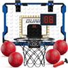 TEMI Canestro da basket per interni, per bambini, con luce a LED, mini canestro da basket con tabellone elettronico e 4 palline, regali da basket per 5 6 7 8 9 10 11 12 anni ragazzi ragazze ragazzi