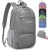 ZOMAKE Zaino Pieghevole Ultraleggero, Zainetto Leggero Ripiegabile da Viaggio 20L, Backpack Richiudibile Salvaspazio Trekking Tascabile Piccolo per Uomo Donna (Grigio)