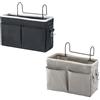 Disnace 2Pcs Tasche da Letto Appendibile, Borsa da Comodino, Portaoggetti da Appendere al Comodino, Portaoggetti Appendere In Tessuto Borsa per Camera da Letto Bagno Cucina Libro Cosmetico (Nero+Grigio)
