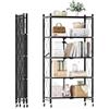 VVVineanie 5-Livelli Scaffale Pieghevole di Stoccaggio in Metallo con Ruote, 28,15 W x 15,55 D x 62,60 H, 950 Libbre di Capacità di Carico, Scaffale Dell'organizzatore Senza Assemblaggio (Noir, 5-Livelli)