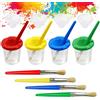 Klerbesh Bicchieri Pittura Bambini, 4 Colori Spill Proof Tazze con 4 Pennelli, Barattoli Acqua per Scuola e Asilo, Ideale per Tempere e Acquerelli (Multicolore)