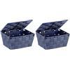 Wenko Cestino da bagno con coperchio Adria blu scuro - Cestino da bagno, Polipropilene, 19 x 10 x 14 cm, Blu (Confezione da 2)