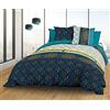Le linge de Jules Copripiumino 240 x 260 + 2 federe - Puro cotone 57 fili - Biarritz, blu, giallo