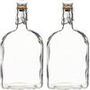 HOMEMADE KitchenCraft Bottiglia per Gin e Liquori con Tappo Meccanino in Ceramica, Chiusura Ermetica, Vetro, Capacità 500 ml, Trasparente (Confezione da 2)