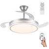 Wonderlamp Ventilatore LED pale pieghevoli Miso Evo Argento 72 W con memoria di accensione, APP, telecomando CCT 3000-4000-6000K, dimmerabile, silenzioso