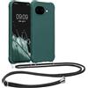 kwmobile Custodia Compatibile con Google Pixel 10a Cover - Back Case in Silicone TPU - Protezione Smartphone con Cordino - petrolio