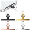 LEPGUYO 4 Patch per Laccio per Telefono, Pads per Laccio per Smartphone in Acciaio Inossidabile con Anello Metallico, Universali e Girevoli a 360°, Compatibili con la Maggior Parte dei Cover per Telefono