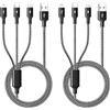 ASICEN Cavo di ricarica multiplo 3 in 1 (confezione da 2 pezzi da 1,2 m), cavo di ricarica multi intrecciato, cavo USB universale con porta USB di tipo C/micro USB per telefoni cellulari, iPhone 16, 15, 14,