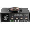 JHZL 140W Caricabatterie intelligente magnetico multifunzionale con display, 8+1 porte USB C con 100W PD, QC3.0, caricabatterie wireless magnetico, display LCD