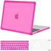 MOSISO Cover Compatibile con MacBook Pro 13 Pollici Custodia 2025-2016 M2 M1 A2338 A2251 A2289 A2159 A1989 A1708 A1706,Anti-Crepa Pesante Paraurti TPU Case&Copritastiera&Schermo Film,Rosa Brillante