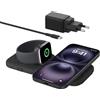 Belkin BoostCharge Pro Tappetino di Ricarica Magnetica 2 in 1 da 15W, Caricatore MagSafe, Caricabatterie Wireless pieghevole certificato Qi2 per iPhone 17, Air, Pixelsnap, Apple Watch 11 ed AirPods