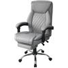 GARDENIA Sedia da Ufficio Direzionale in Pelle con Schienale Alto Reclinabile - Poltrona Ergonomica per Computer con Supporto Lombare, Poggiapiedi Estraibile, Grande e Confortevole per Ufficio e Casa