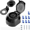 Starvortex Spina di Rimorchio 13 Poli, Adattatore Spina Rimorchio Impermeabile da 12 V con Staffa di Montaggio e Kit Guarnizioni in Gomma, per Camion, Barche, Auto e Roulotte, Norma ISO11446, Nero