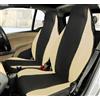 Rebeca Shop® Coprisedili Anteriori compatibili per Smart fortwo, prima, seconda e terza serie, W450 W451 W453, Set di 2 foderine (Nero/Beige, Senza Logo)