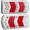DARKGUARD Rettangolo Set Luci Posteriori per Rimorchio LED 12V/24V Omologati E4 IP67 Impermeabile, 7-in-1 Fanali Posteriori Bianco Universali Con Luce Fendinebbia Targa Retromarcia per Roulotte