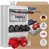 JÄGER Distributore a parete, scatola di distribuzione a parete, collettore di corrente di costruzione, pronto con ABB FI & LS, 2 x CEE 16A/32A 400V, 4 prese 16A 230V, VOTHA Wolfsburg, Made in Germany
