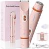 LURICO Rasoio 2 in 1 da donna, rasoio intimo da donna con IPX7 impermeabile, uso bagnato e asciutto, rasoio elettrico ricaricabile per ascelle, gambe, braccia, corpo, viso