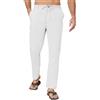Yutdeng Pantaloni di Lino e Cotone da Uomo con Tasche Estivi Leggeri con Coulisse - Casual Larghi da Spiaggia a Gamba Dritta per Yoga