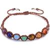 GAZIL Bracciale 7 Chakra con Pietre Naturali Vere, Braccialetto Regolabile con Pietre Dure per Donna, Bracciale da Yoga con Ametista e Pietra di Luna, Regalo Spirituale