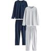 NEXT Uomini Set Pigiama in Jersey a Maniche Lunghe Navy Blue/Grey L