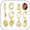 Diamday 6paia Orecchini Clip Donna Placcati in oro 18K Orecchini a Clip per le Donne Chunky Hoop Clip Statement Twist Round Geometry Clip Orecchini Leggeri Regolabili Senza Piercing Orecchini Finti