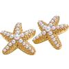 Zayka Jewelry Orecchini donna grandi a bottone in acciaio inossidabile placcati oro 18K (stelle oro)