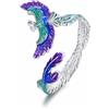 Kerraom Anello Fenice in Argento 925 Regolabile - Anelli Fenice Smalto Orientale Nirvana Rinascita Gioiello per Donna, Regalo Compleanno Animale Retrò con Aperta