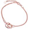 Yumilok - Bracciale con 2 anelli intrecciati, in argento Sterling 925, con zirconi, regolabile da 6,5 a 7,5 pollici