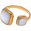 Zayka Jewelry Anello donnaparticolare fascia placcato oro 18K carati su acciaio inossidabile (madreperla)