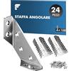 shinfly Squadrette Angolari, Staffe Angolari in acciaio inox, 24 pezzi, Angolo in Metallo con 168 viti, Staffe Angolari in Acciaio inox, per Mobili, Sedie, Tavoli, Finestre, Staffe Angolari