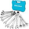DURATECH Set di chiavi a cricchetto flex-head da 12 pezzi, set di chiavi combinate con ingranaggio a cricchetto a 72 denti, metriche, 8-19 mm, acciaio Cr-v, organizzate in valigetta