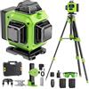 Tdyon Livella Laser Autolivellante 16 Linee con Treppiede, 4 X 360 °Livello Laser Autolivellante Verde, 2 x Batterie, Autolivellante, Supporto rotante, Telecomando