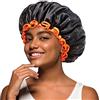 mikimini Nera Cuffia da Doccia Donna Riutilizzabili Impermeabili, Medio | cuffia per doccia donna Impermeabile Riutilizzabile, Doppio Strato Lavabile, Shower Cap Per Capelli Lunghi