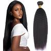 Tuheerst Capelli Umani Yaki Straight Human Hair Bundles 1B Natural Black Human Hair Extensions Echthaar Tressen Double Weft Unprocessed Virgin Hair for Woman 1 Bundle 20 Inch