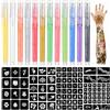 QUELLE Penna per Tatuaggi Temporanei 12 Diversi Tatuaggi di Stile di Colore, Tatuaggi di Stile Disegnati a Mano, 108 Fogli per Stencil per Tatuaggi, Adatto per Pelle, Pietre