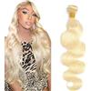 Tuheerst Capelli Umani Body Wave Human Hair Bundles #613 Light Blonde Human Hair Extensions Echthaar Tressen Double Weft Unprocessed Virgin Hair for Woman 1 Bundle 16 Inch