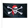 KliKil Bandiera Pirati 150x90 Jolly Roger con bandana rossa - Bandiera Pirata tessuto da esterno, resistente alle intemperie con 2 occhielli metallici. Pirate Flag Jolly Roger Red Bandana giardino