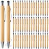 SUNOYA 50 penne a sfera in bambù con touchpen, penne a sfera in legno, dispositivo di scrittura, naturale e ecologico, penne a sfera touch a pressione, penne a sfera in legno per scrittura, forniture per