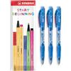 STABILO Marathon - Penna a sfera retrattile, punta fine da 0,7 mm, confezione da 3 (blu)