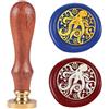 DELORIGIN Steampunk - Timbro in cera con polpo da 25 mm, testa in ottone rimovibile, con manico in legno, personalizzabile, per matrimonio, Halloween, biglietti di invito, festival, decorazione regalo